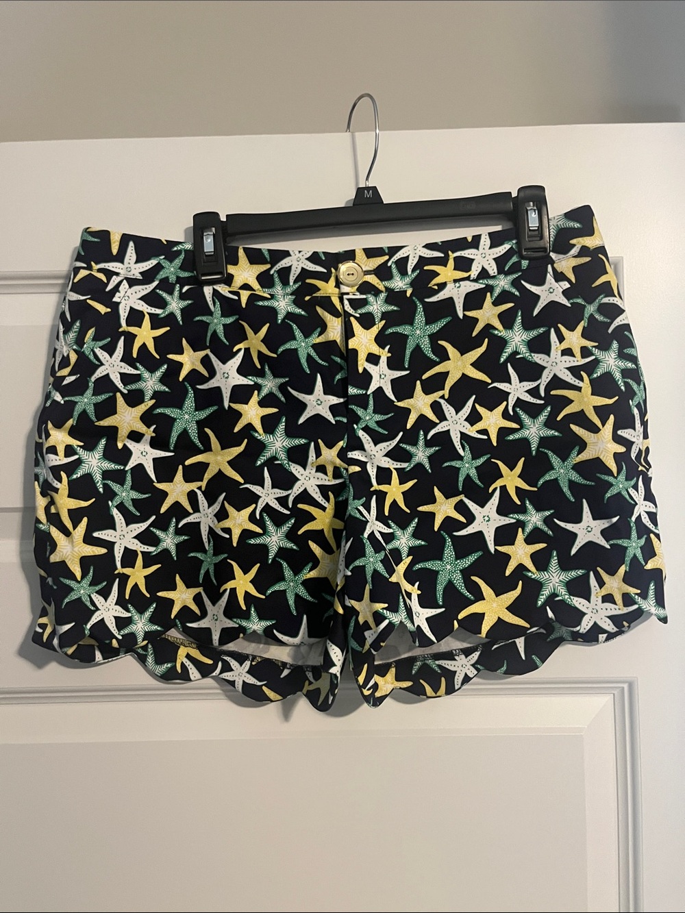 Pappagallo Starfish star Shorts Sz 10 Casual Beach Cruise Blue Yellow Green